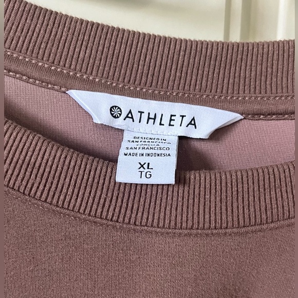 Athleta XL retroplush velvet crewneck in rustic beige. NWOT - Picture 3 of 4